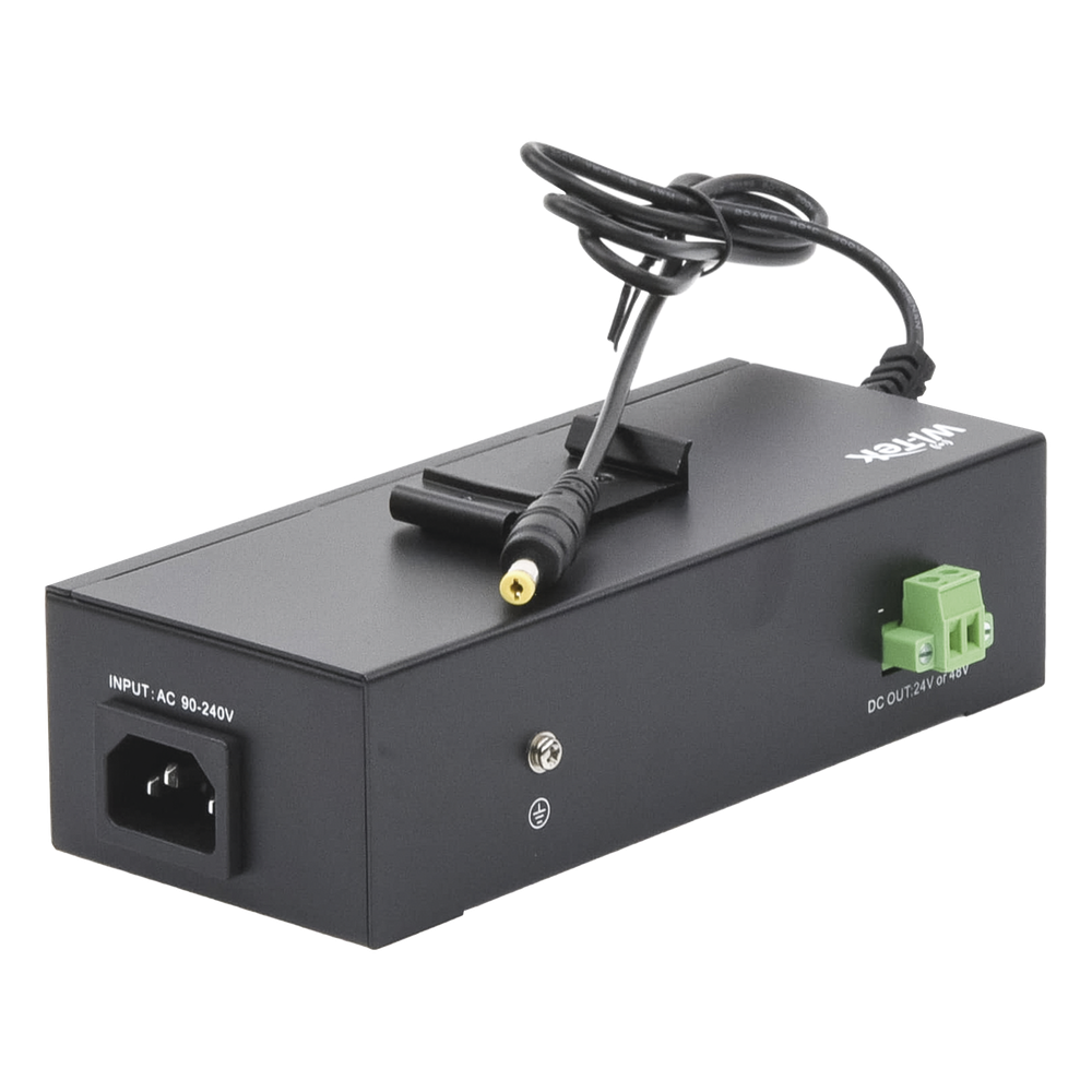 Inyector PoE industrial / Con UPS No-Break / Cuenta con 2 Puertos Gigabit (1 PoE 24/48V pasivo) / Salida DC 12V WI-TEK - Imagen 1