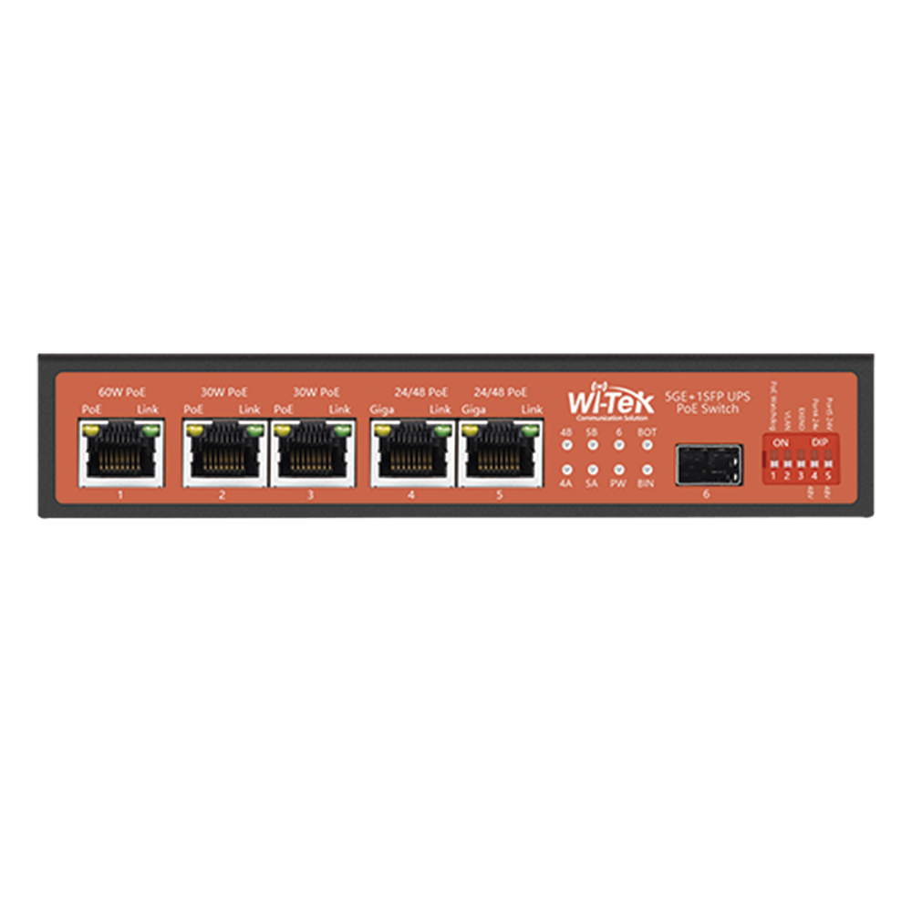 Controlador Solar de 15A con Switch PoE 1 Puertos Gigabit PoE 802.3 bt 2 Puertos PoE 802.3 af/at 2 Puertos PoE Pasivo 24/48 Vcc 1 Puerto SFP No administrable WI-PS306GF-UPS-15A WI-TEK - Imagen 2