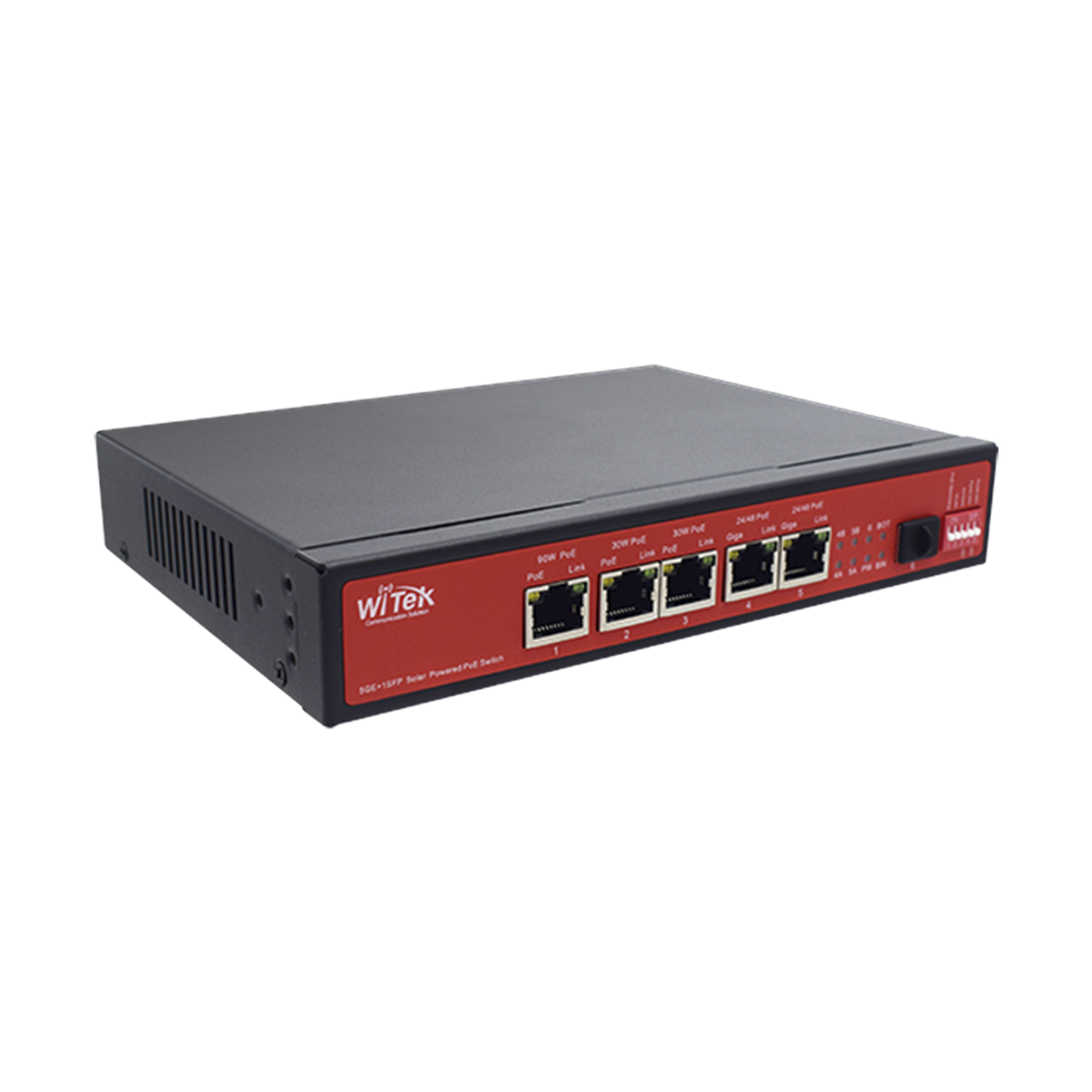 Controlador Solar de 15A con Switch PoE / 1 Puertos Gigabit PoE 802.3 bt / 2 Puertos PoE 802.3 af/at / 2 Puertos PoE Pasivo 24/48 Vcc / 1 Puerto SFP / No administrable WI-TEK - Imagen 3