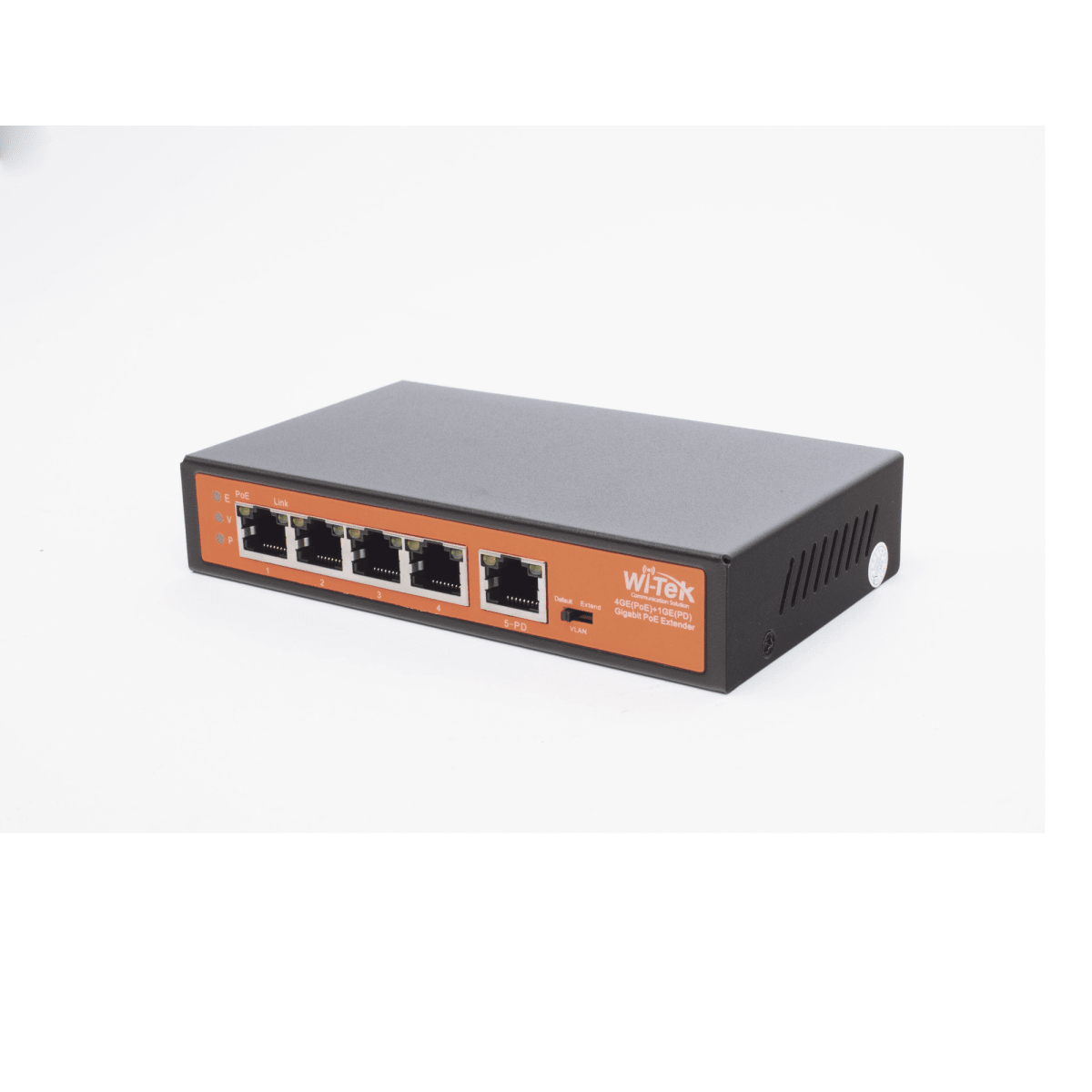 Switches PoEWI - TEKWIPE51GExtensor PoE 4 Puertos Gigabit 802.3af/at Entrada 90W Alcance 250m No Administrable WI - TEK WIPE51G - SILYMX