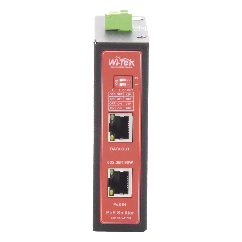 Splitter PoE IN hasta 90 W / Salida DC 12v/16V/24v o 48V / Carcasa metálica / Industrial soporte para riel DIN / Aplicaciones CCTV WI-TEK - Imagen 2