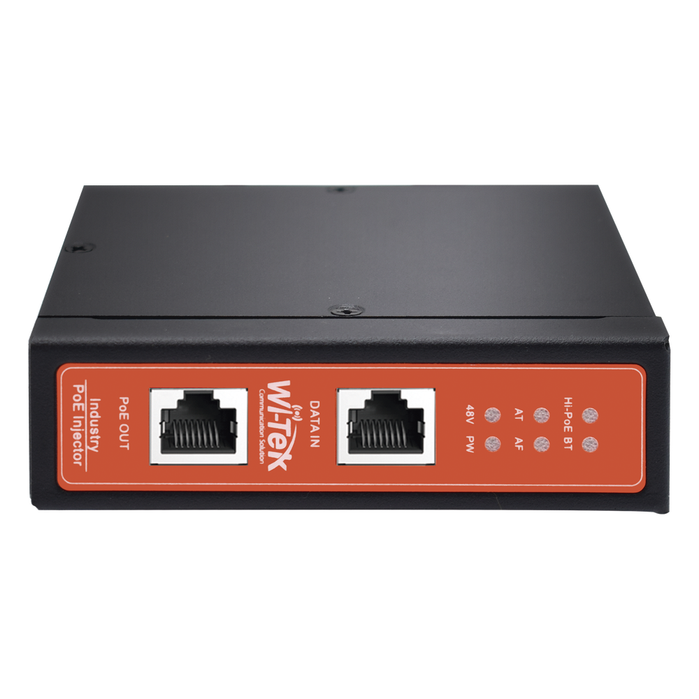 Inyector PoE Industrial / Entrada 12-57 VDC / Salida PoE++ 90W / Gigabit Ethernet / Riel DIN / Sin Ventilador WI-TEK - Imagen 1