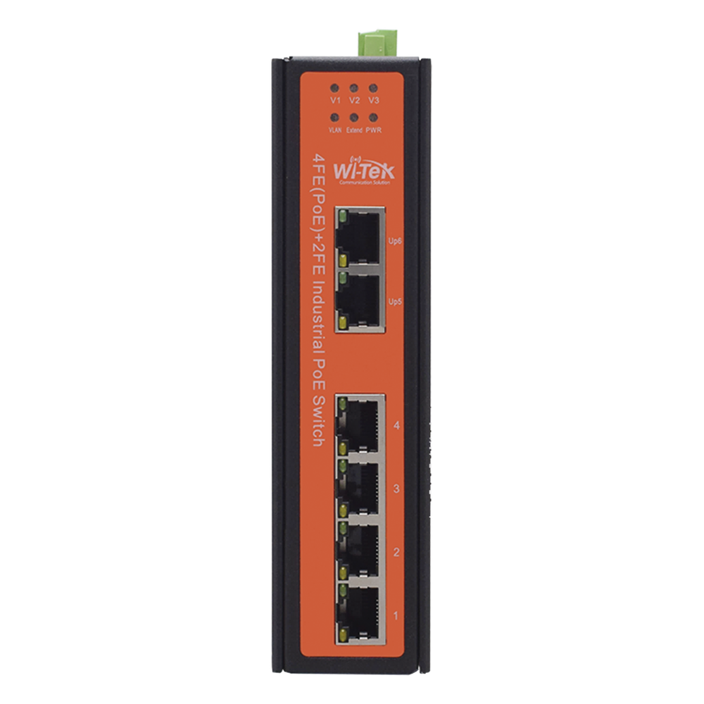 Switch Industrial PoE / 4 Puertos Fast Ethernet 802.3af/at / 2 Puertos Uplink Gigabit / PoE Extendido 250 m / Rango -30°C a 65°C WI-TEK - Imagen 2