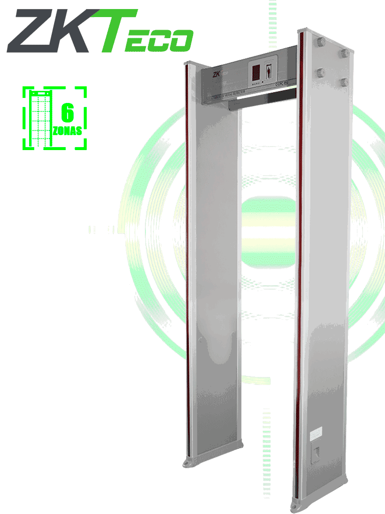 Arco Detector de Metales de 6 Zonas / Sensor IR / Contador de personas / Contador de alarmas. ZKTECO - Imagen 1