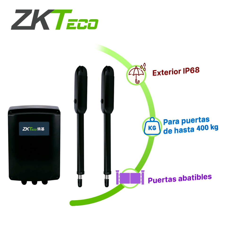 AutomatizaciónZKTECOZKSW400DCBrazo Motorizado Puerta Batiente 380kg 3m Control Acceso DC ZKTeco ZKSW400DC - SILYMX
