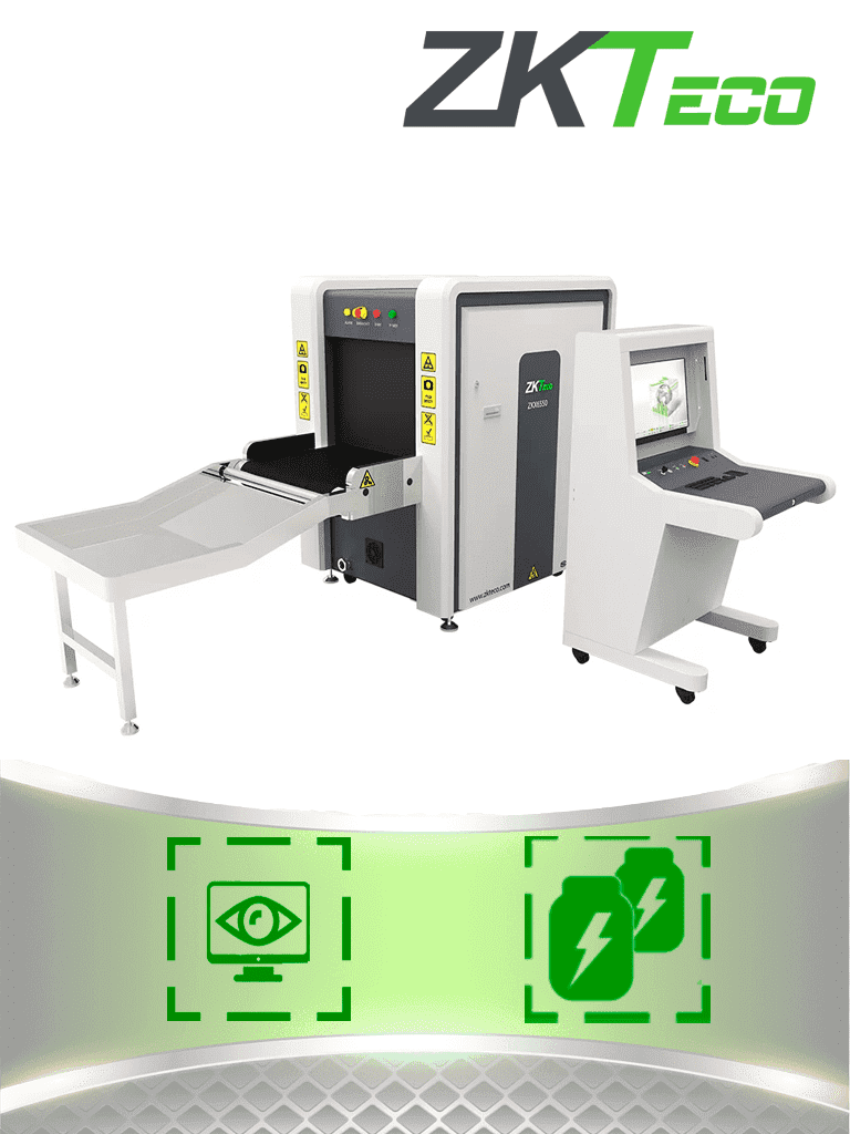 ZKTECO ZKX6550 Máquina de Rayos X con energía doble, túnel para equipaje de 65 x 50 cm, estación de monitoreo, escaneo bidireccional / Puesta en marcha y capacitación en sitio incluida - Imagen 1