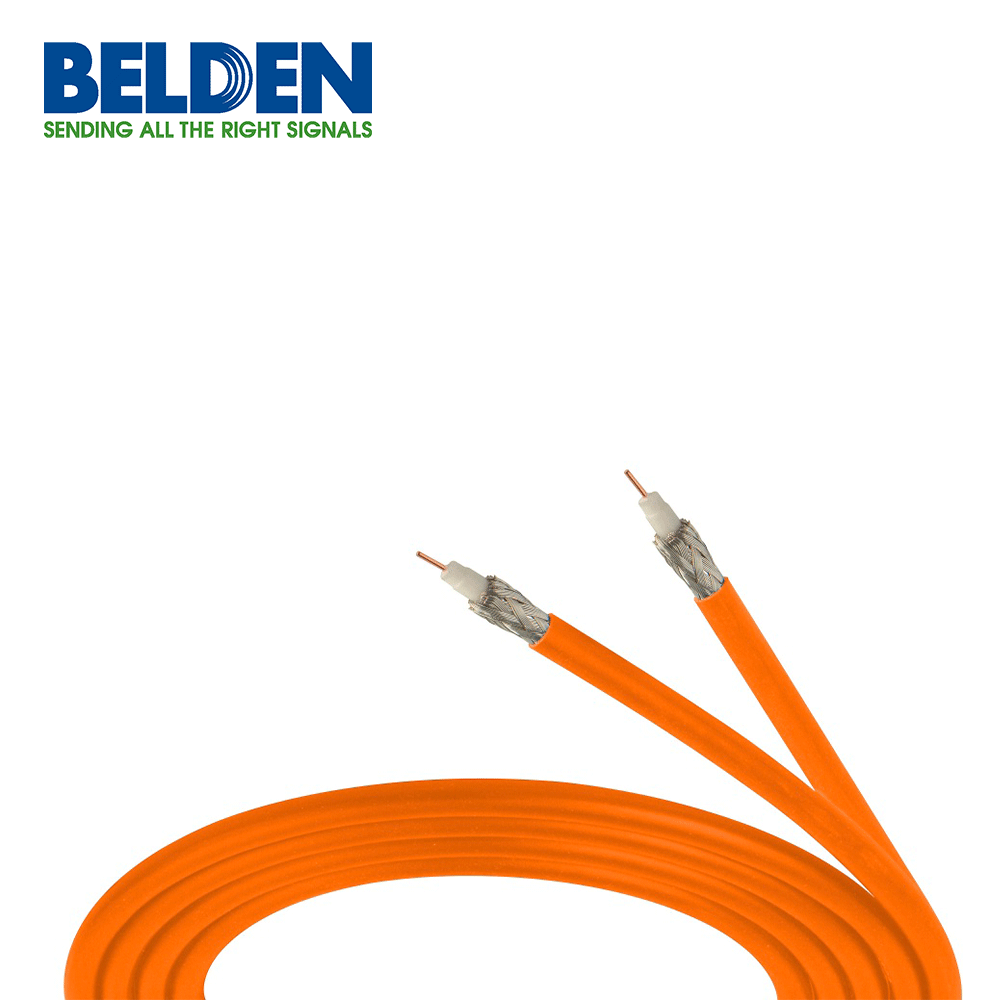Bobina de Cable Belden Coaxial 75 Ohm SDI Mini Rg-59 23 AWG 305 Metros Naranja 1855A 0031000