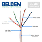 Bobina de Cable Belden Cat6 UTP 305 Metros Blanco 2412 009A1000 - SILYMX