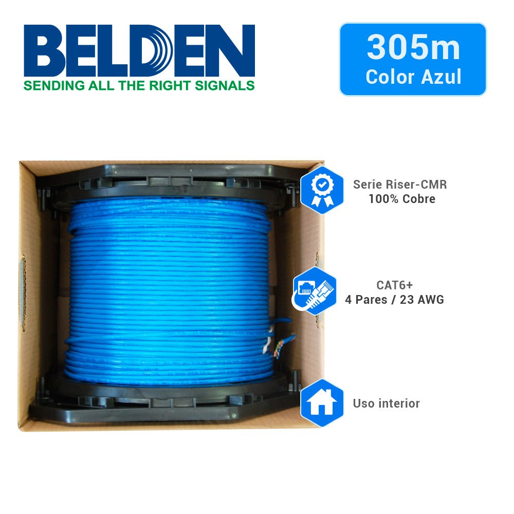 Bobina de Cable Belden Cat6+ UTP 305 Metros Azul 2412 0061000 - SILYMX
