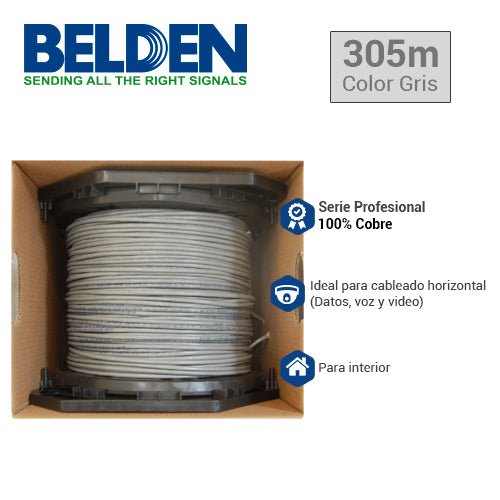 Bobina de Cable Belden Cat6+ UTP 305 Metros Gris 2412 0081000 - SILYMX