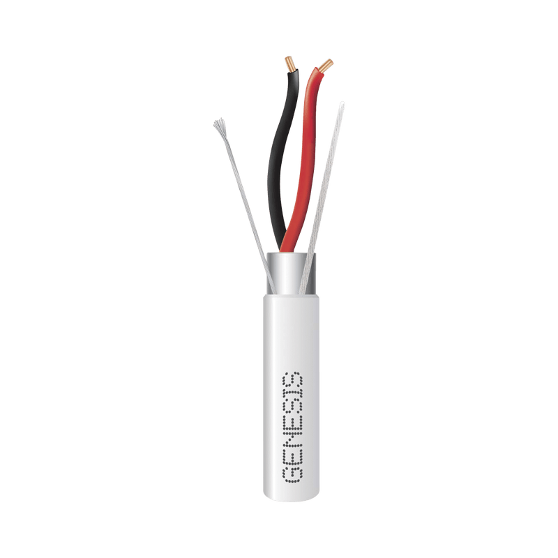 Bobina de 152 M de cable 2X16 AWG BLINDADO, PLENUM de color blanco, para aplicaciones de audio, seguridad y control - SILYMX