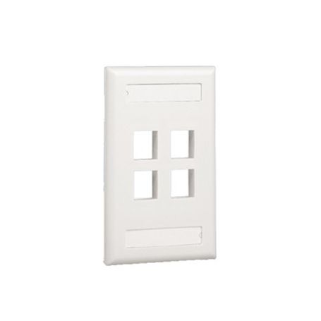 Placa De Pared Clasica 4 Puertos Modulo Keystone Etiquetable Color Blanco Mate - SILYMX