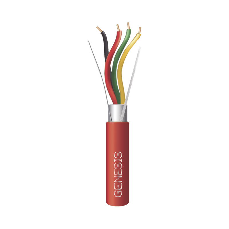 Bobina de 152 metros de alambre 4 x 18 AWG, BLINDADO, tipo FPLR, de color rojo, para aplicaciones en sistemas de detección de incendio y Sistemas de Evacuación. - SILYMX