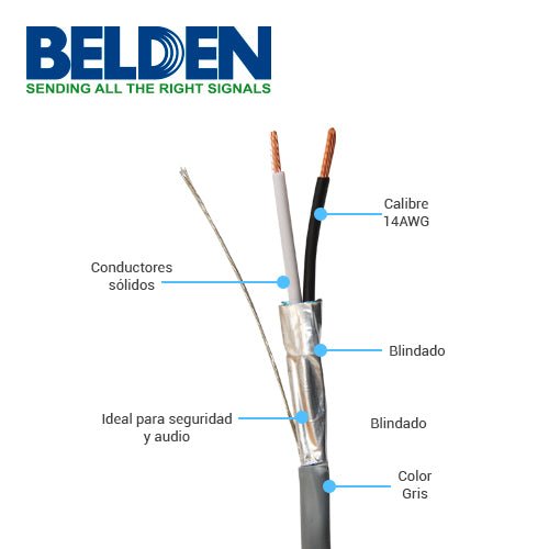 Bobina de Cable Belden 2x14 Blindado de Señal 305 Metros Gris 305m 5100FE 0081000 - SILYMX