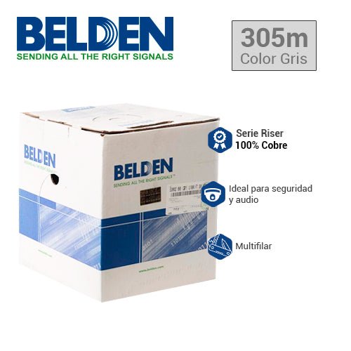 Bobina de Cable Belden 2x18 AWG Gris 305 Metros Gris 5300UE - SILYMX