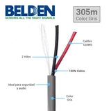 Bobina de Cable Belden 2x18 AWG Gris 305 Metros Gris 5300UE - SILYMX