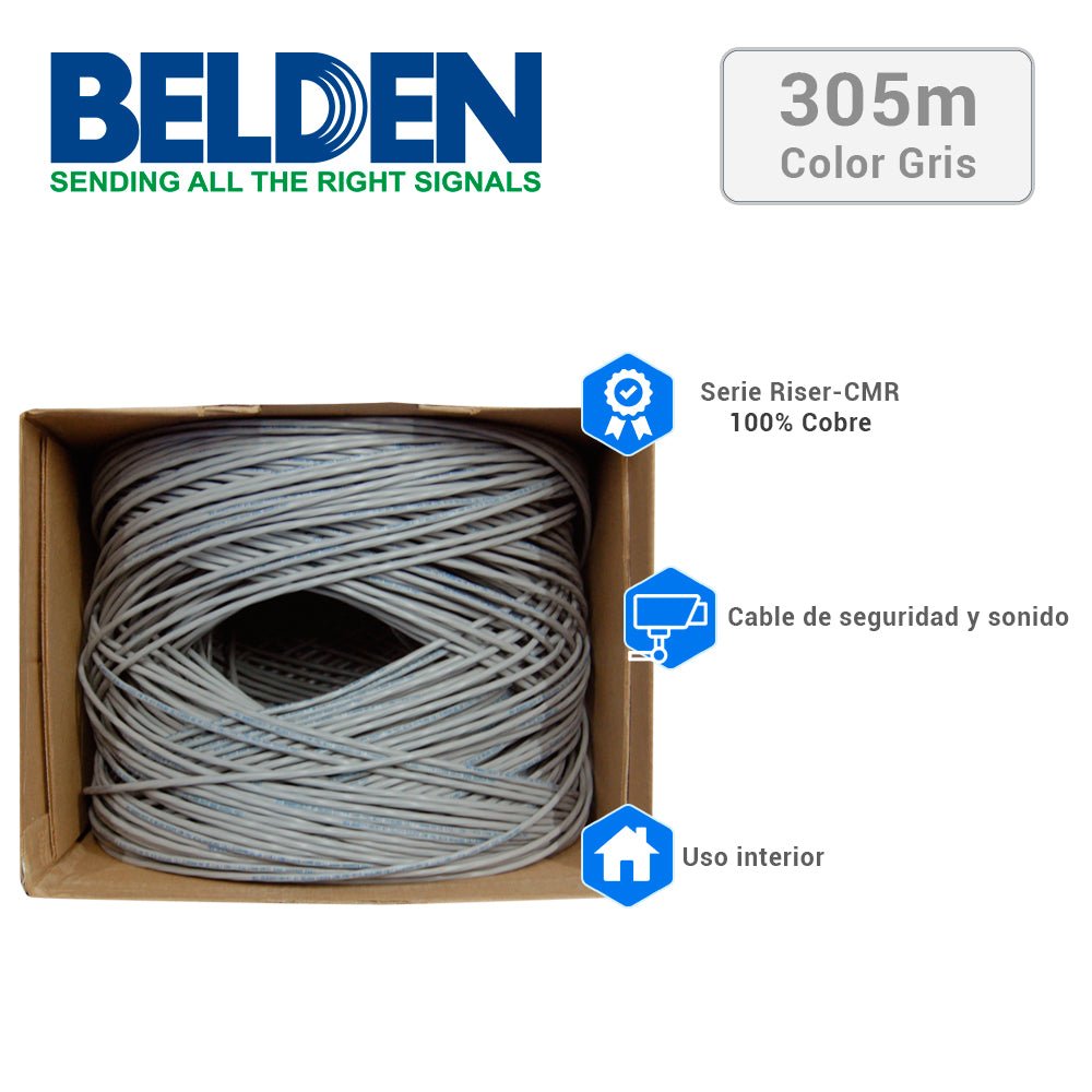 Bobina de Cable Belden 4x18 AWG Blindado 5302FE 305 Metros Gris 5302FE 0081000 - SILYMX