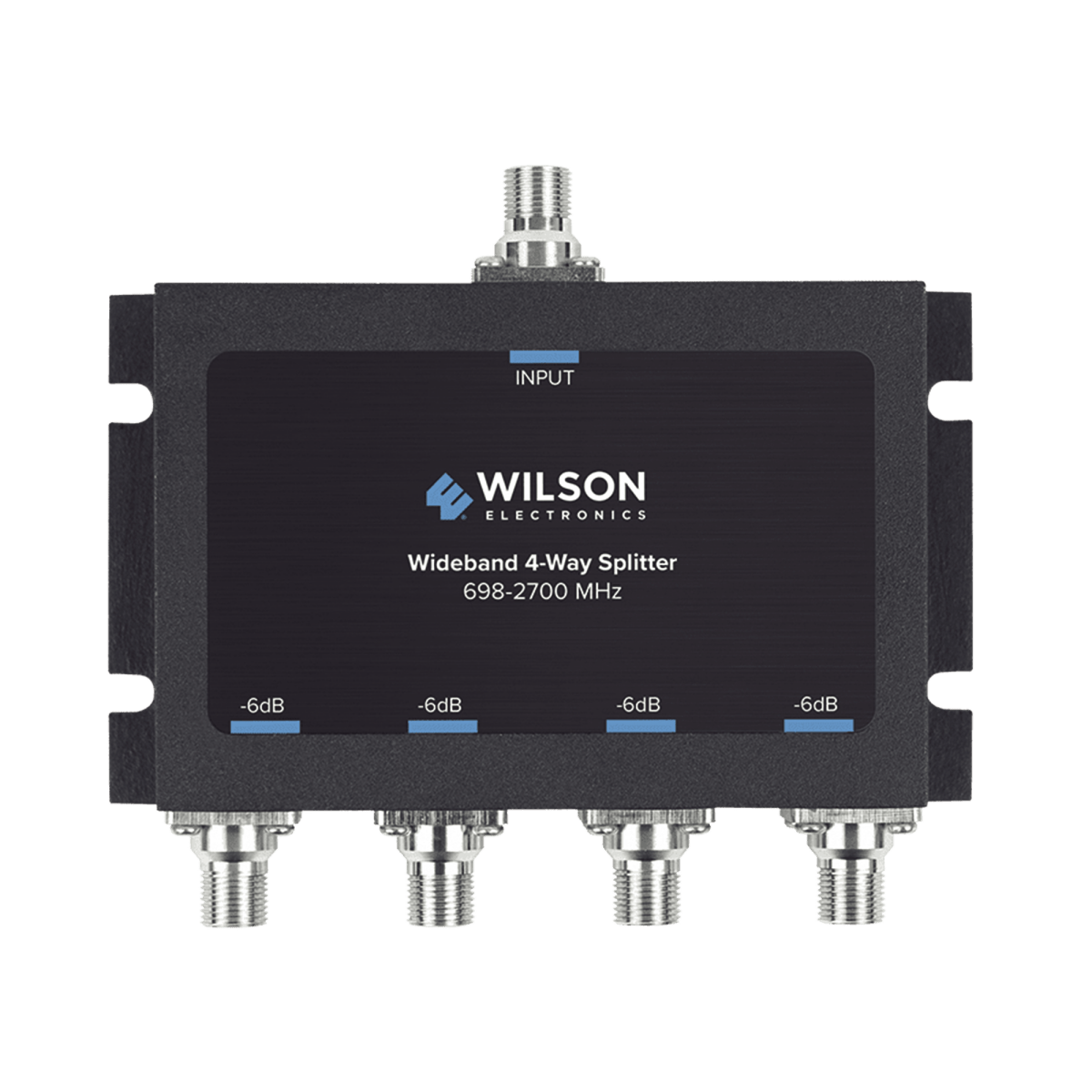Divisor de potencia de 4 vías para la distribución de señal a dos antenas de servicio | 6 dB de pérdida por puerto | Conectores F hembra - SILYMX