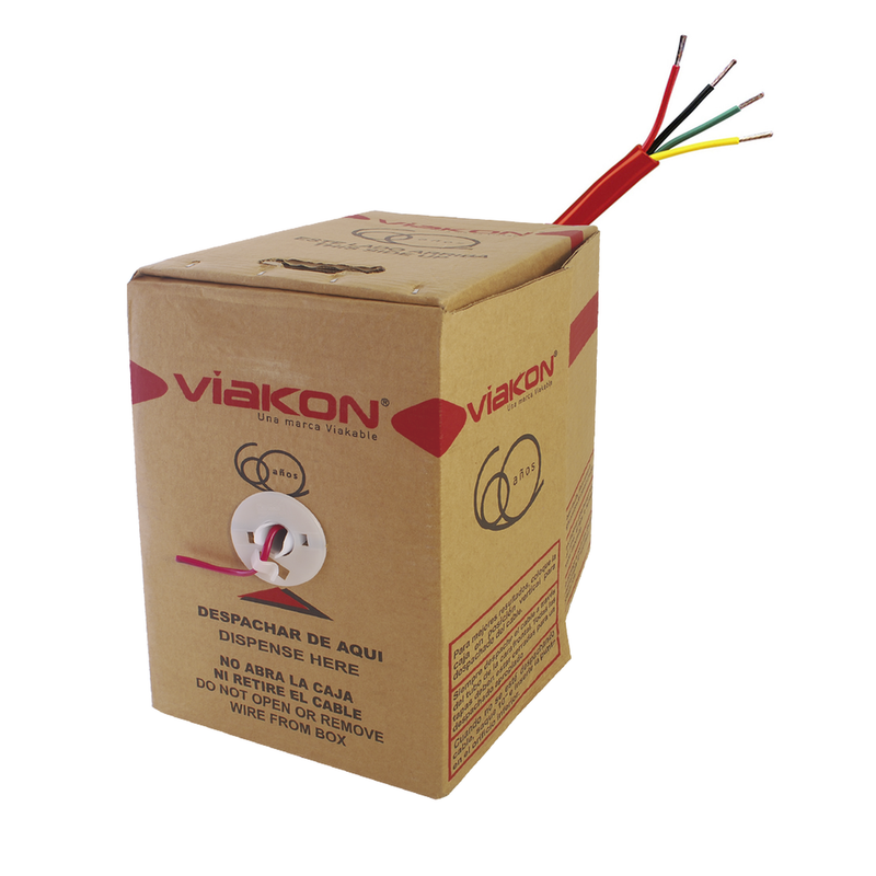 Bobina de alambre de 305 metros 4 x 18 AWG, tipo FPLR de color rojo, para aplicaciones en sistemas de detección de incendio y sistemas de evacuación, hecho en México. - SILYMX