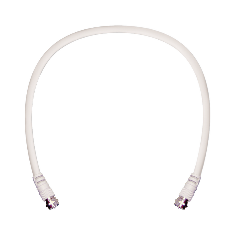 Jumper Coaxial con Cable Tipo RG-6 en Color Blanco de 60.96 centímetros de Longitud y Conectores F Macho en Ambos Extremos. 75 Ohm de Impedancia. - SILYMX