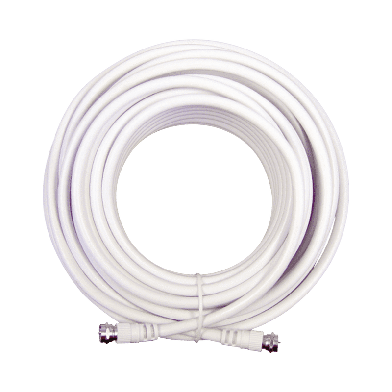 Jumper Coaxial con Cable Tipo RG-6 en Color Blanco de 15.24 Metros de Longitud y Conectores F Macho en Ambos Extremos. 75 Ohm de Impedancia. - SILYMX