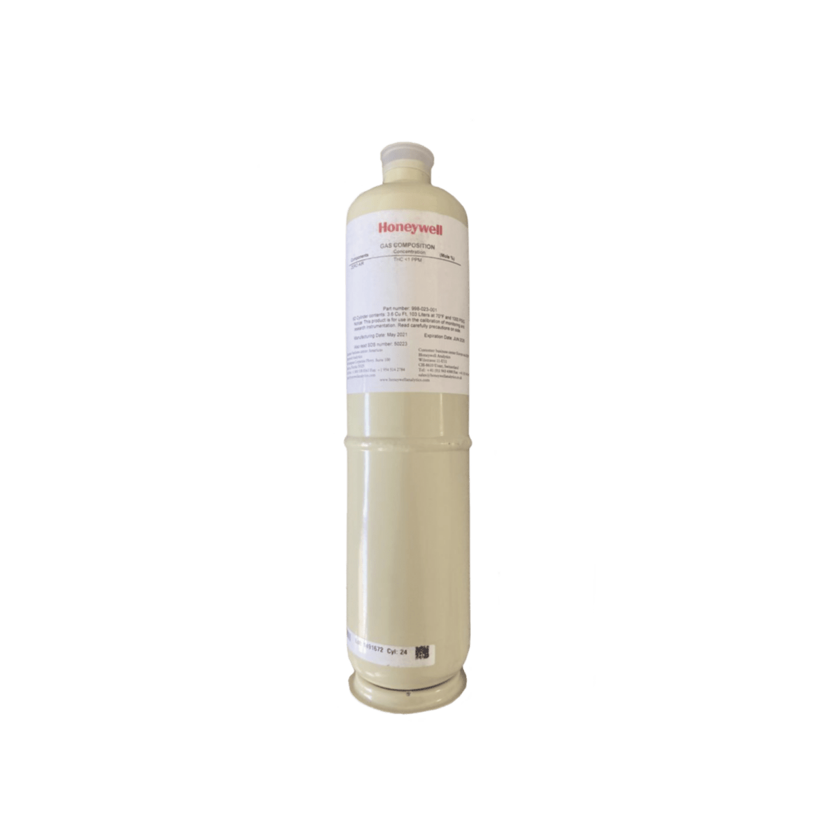 Cilindro de Gas para Calibración / Zero Air / 103 L / para Uso con XNX, XCD y S3K - SILYMX