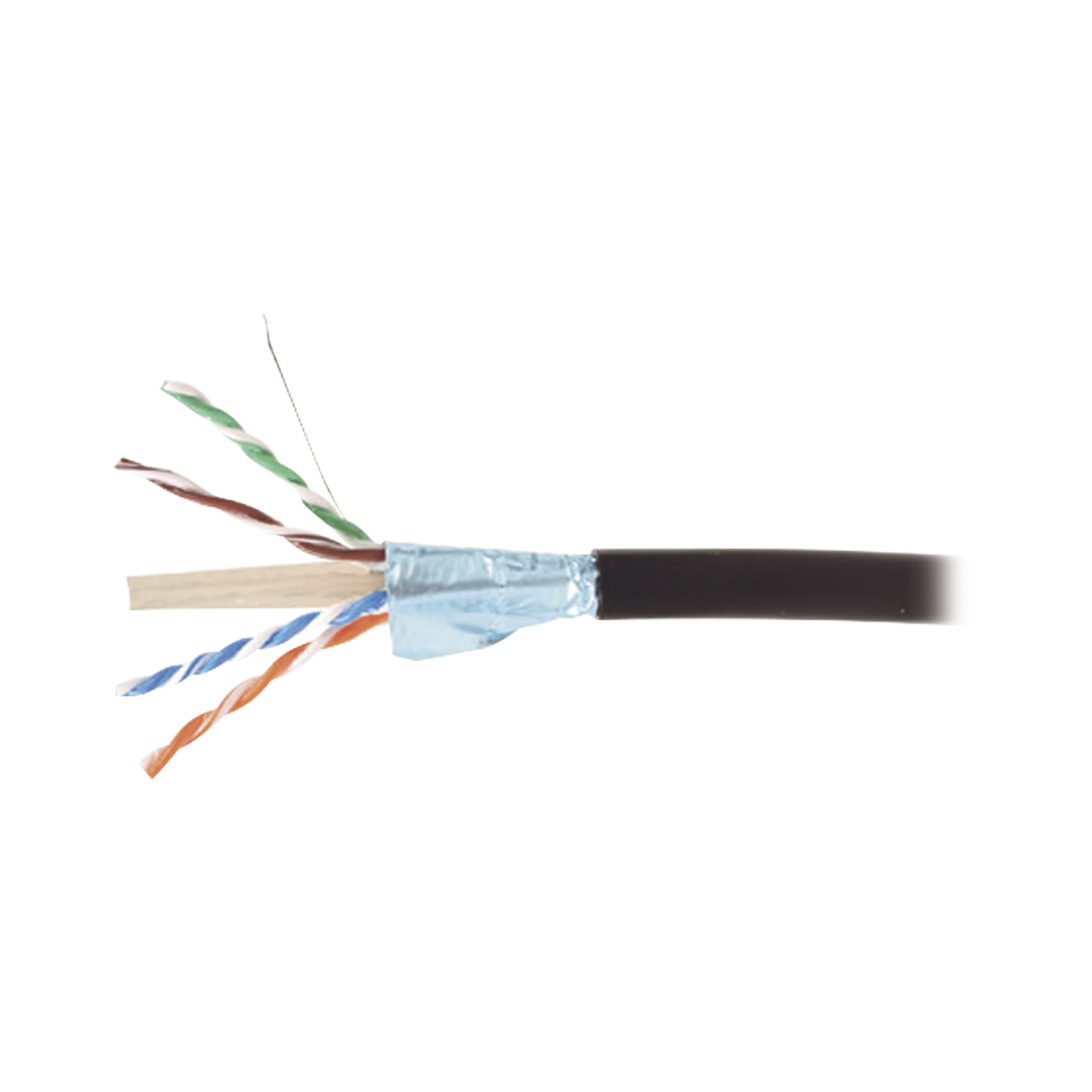 Bobina de Cable Blindado F/UTP de 4 Pares Para Exterior con Gel Cat6A (23 AWG) Industrial para Climas Extremos Enterrado Directo Color Negro 305 m - SILYMX