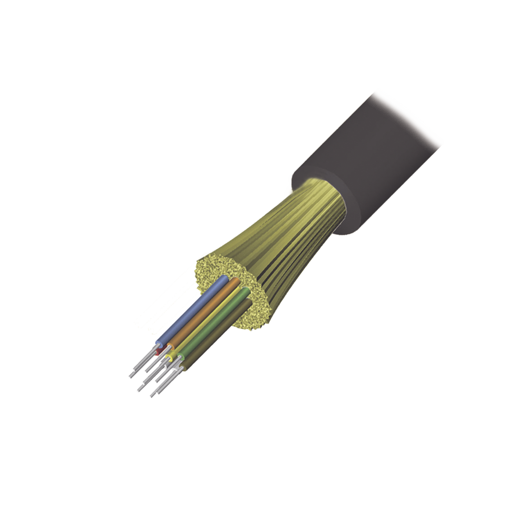 Cable de Fibra Óptica de 6 hilos Interior/Exterior Tight Buffer No Conductiva (Dieléctrica) LS0H Multimodo OM4 50/125 optimizada 1 Metro