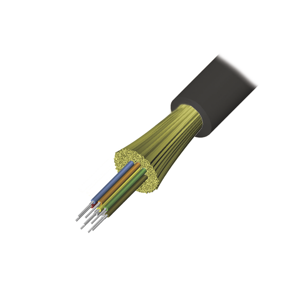 Cable de Fibra Óptica de 12 hilos Interior/Exterior Tight Buffer No Conductiva (Dielectrica) Plenum Multimodo OM4 50/125 optimizada 1 Metro