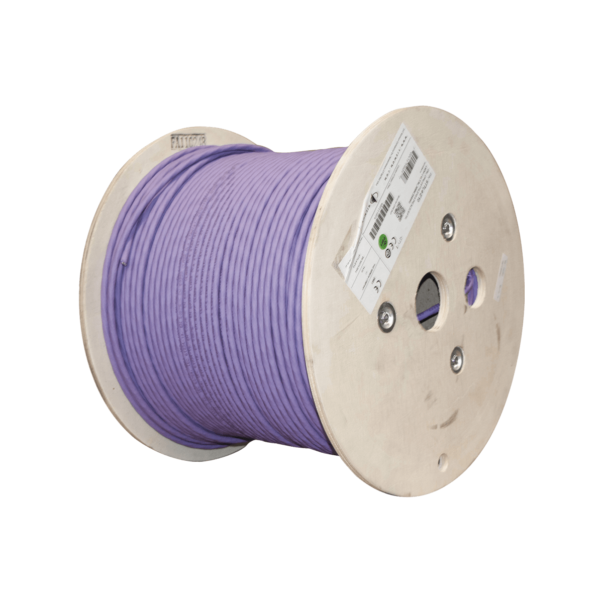 Bobina de Cable Blindado S/FTP de 4 pares, Cat7A, Inmune a Ruido e Interferencias, LS0H (Bajo humo, Cero Halógenos), Color Violeta, 305 m - SILYMX