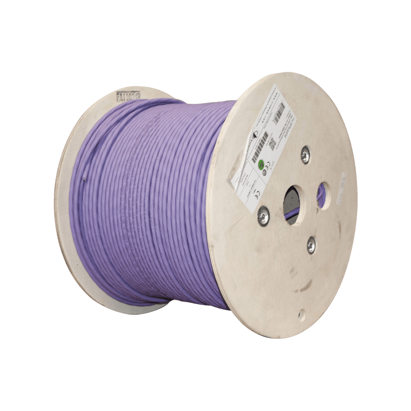 Bobina de Cable Blindado S/FTP de 4 pares, Cat7A, Inmune a Ruido e Interferencias, LS0H (Bajo humo, Cero Halógenos), Color Violeta, 305 m - SILYMX