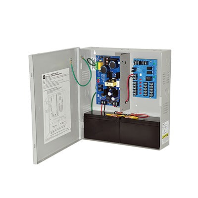 Fuente seleccionable de 12 / 24 Vcd @ 6A con 1 entrada de control a 5 salidas ; Aplicación para Control de Acceso, Sistemas de Alarma y Detección de Incendio. Con capacidad de baterías de respaldo. Requieren batería. - SILYMX