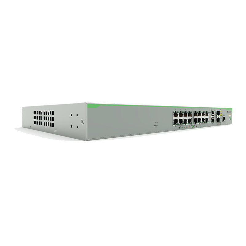 Switch PoE+ Administrable CentreCOM FS980M, Capa 3 de 16 Puertos 10/100 Mbps + 2 puertos RJ45 Gigabit/SFP Combo, 250W - SILYMX