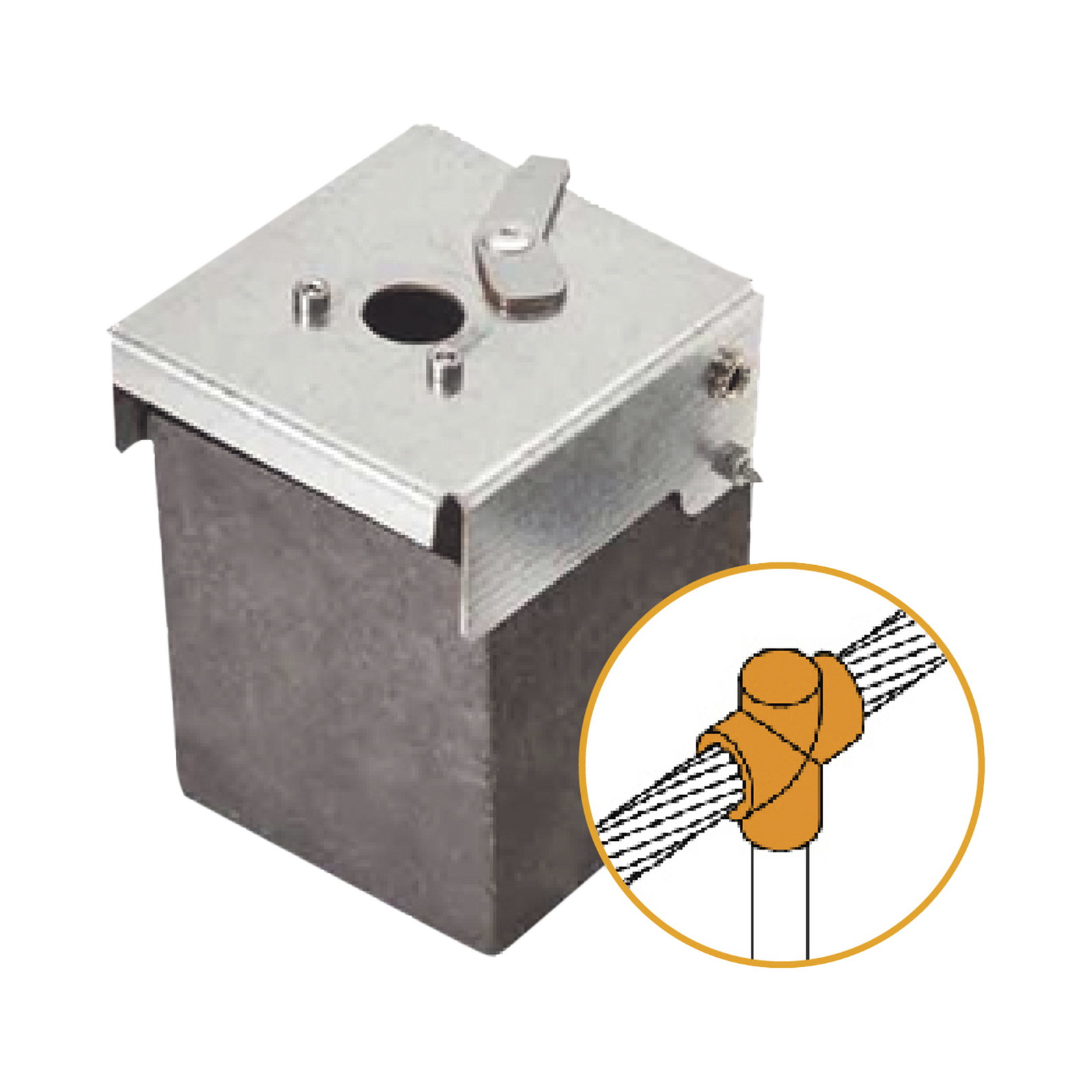 Molde de grafito vertical unión en T vertical de cable 4/0 AWG (pasante) con Pica de ø16 mm (terminal). - SILYMX