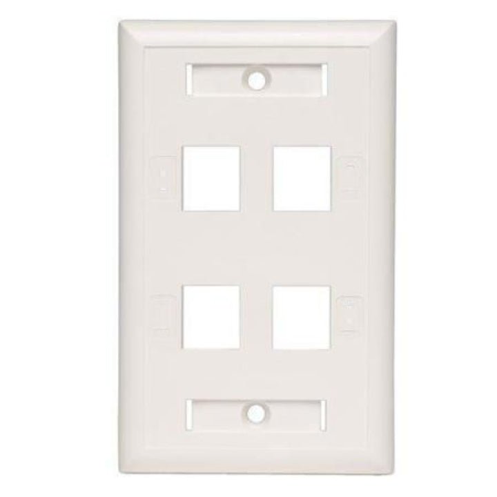 Placa De Pared Faceplate Belden Clasica 4 Puertos Modulo KeyConnect Etiquetable Color Blanco AX102249 - SILYMX