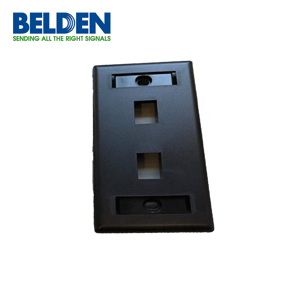 Placa De Pared Faceplate Belden Clasica 2 Puertos Modulo KeyConnect Etiquetable Color Negro AX104161