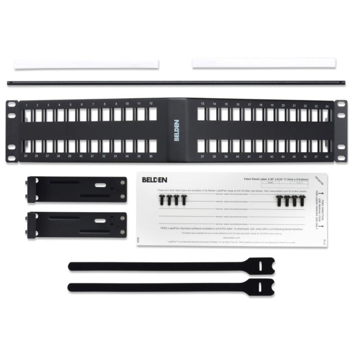 Panel de Parcheo Angulado Belden de 48 Puertos 2U Negro - SILYMX