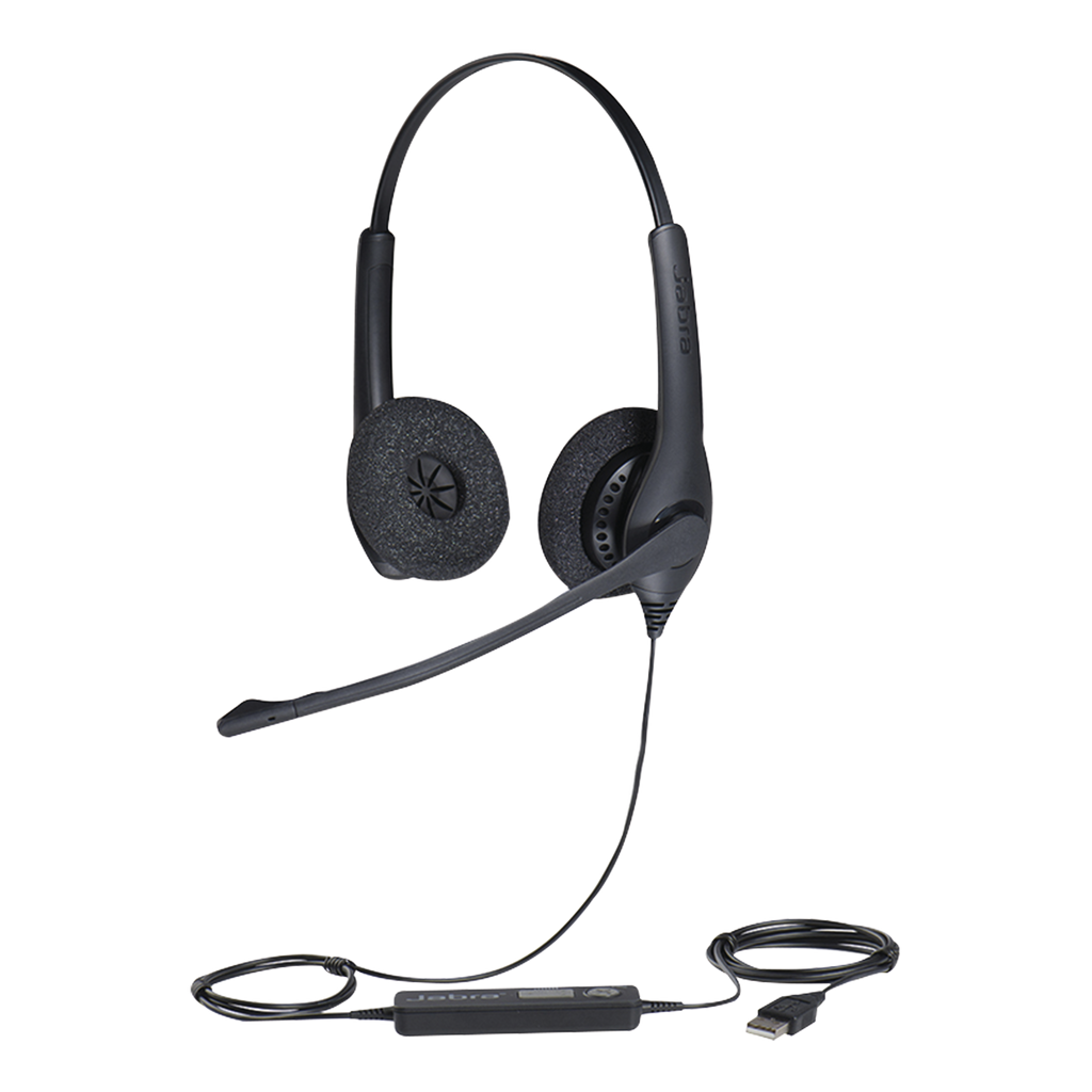 Jabra Biz 1500 Duo, auricular profesional con cancelación de ruido, ideal para contact center con conexión USB (1559-0159) - SILYMX