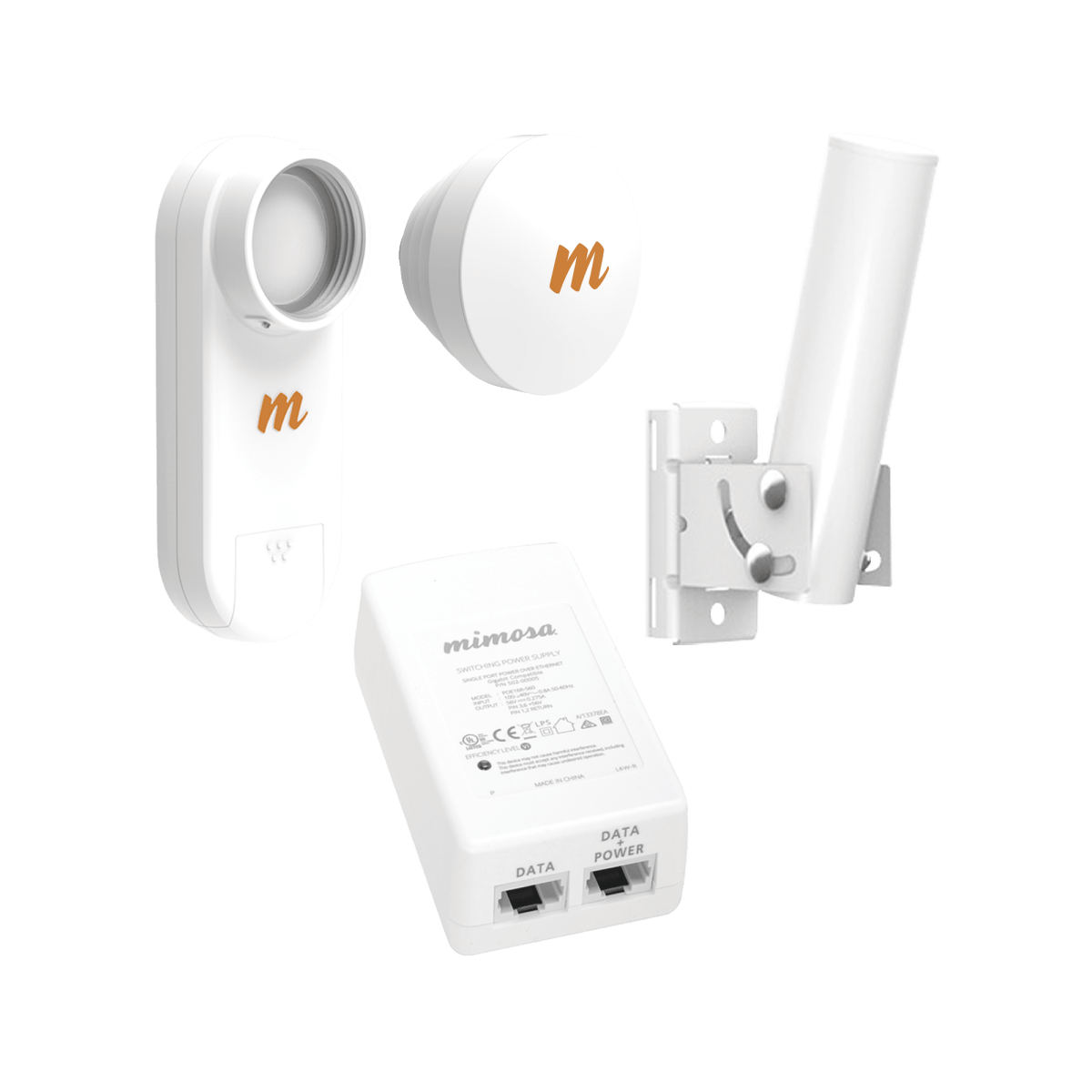 Kit de radios C5X, rango de frecuencia extendida (4.9 a 6.4 GHz), incluye inyector POE, montaje universal para tubo o poste Y una antena de 16 dBi - SILYMX