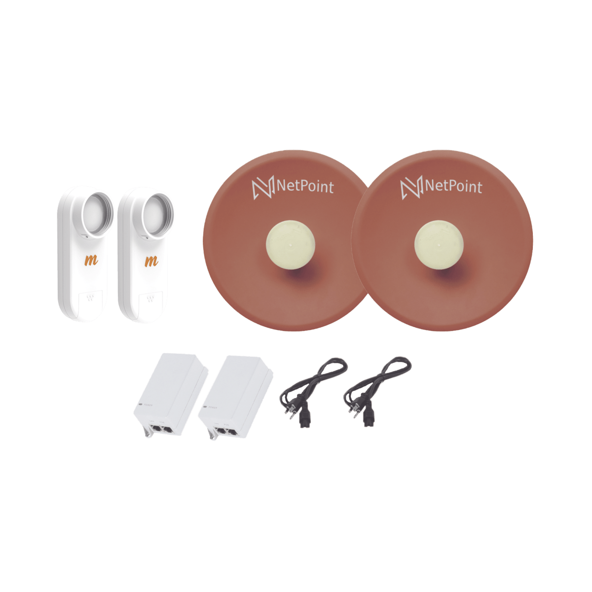 Kit de 2 radios C5X con antenas NPPROS2PACK (27 dBi), rango de frecuencia extendida (4.9 a 6.4 GHz), incluye inyector POE y cable de alimentación - SILYMX