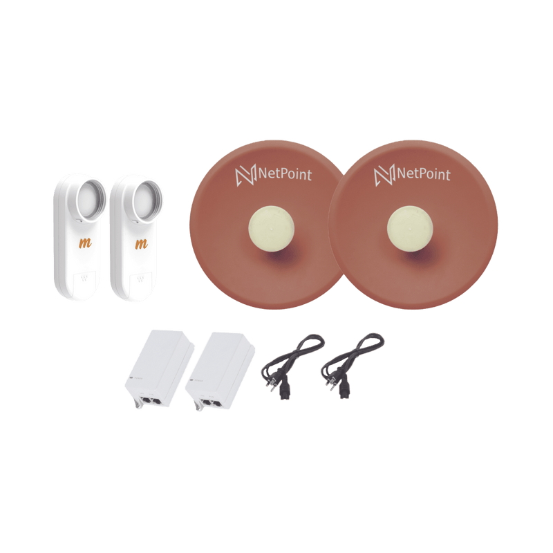 Kit de 2 radios C5X con antenas NPPROS2PACK (27 dBi), rango de frecuencia extendida (4.9 a 6.4 GHz), incluye inyector POE y cable de alimentación - SILYMX