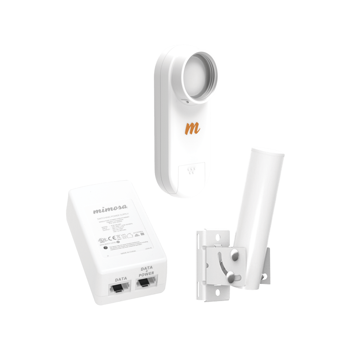 Kit de radios C5X, rango de frecuencia extendida (4.9 a 6.4 GHz), incluye inyector POE, cable de alimentación y montaje universal para tubo o poste - SILYMX