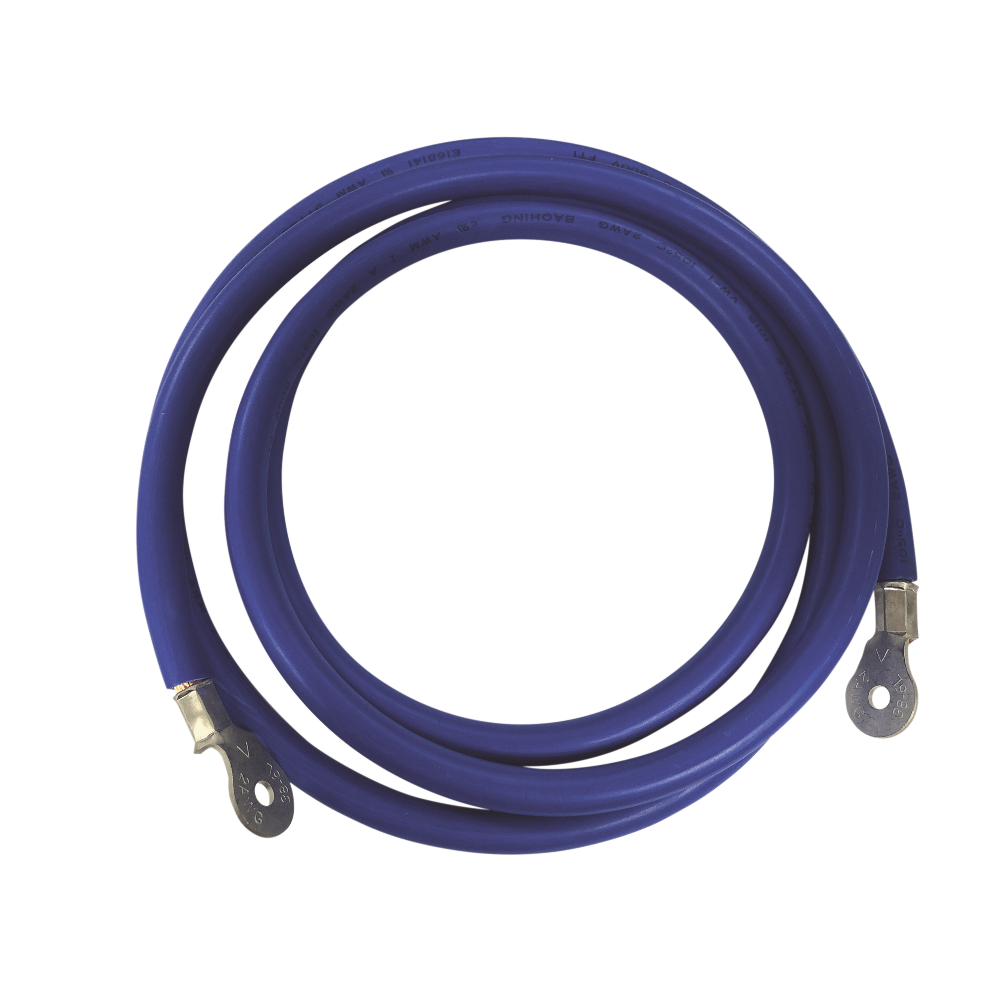 Cable para Baterías, 2.2 m Azul Calibre 2 AWG con Terminales de Ojo en Ambos Extremos - SILYMX