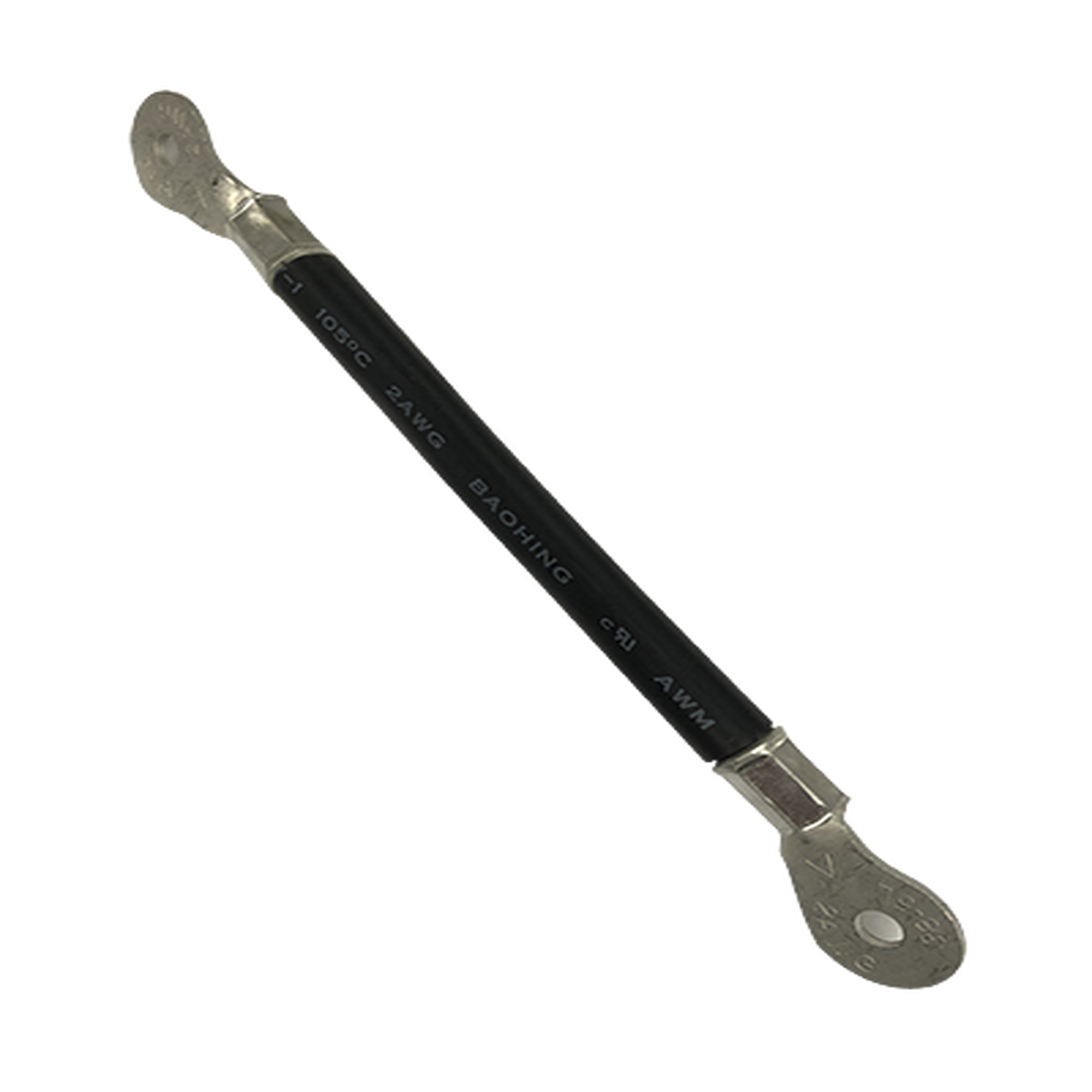 Cable para Baterías, 0.2m, Negro, Calibre 2 AWG con Terminales de Ojo en Ambos Extremos - SILYMX