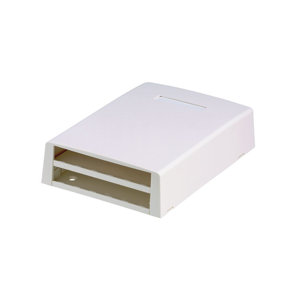 Caja De Montaje En Superficie Con Accesorio Para Resguardo De Fibra Óptica Para 12 Módulos Mini-Com Color Blanco - SILYMX