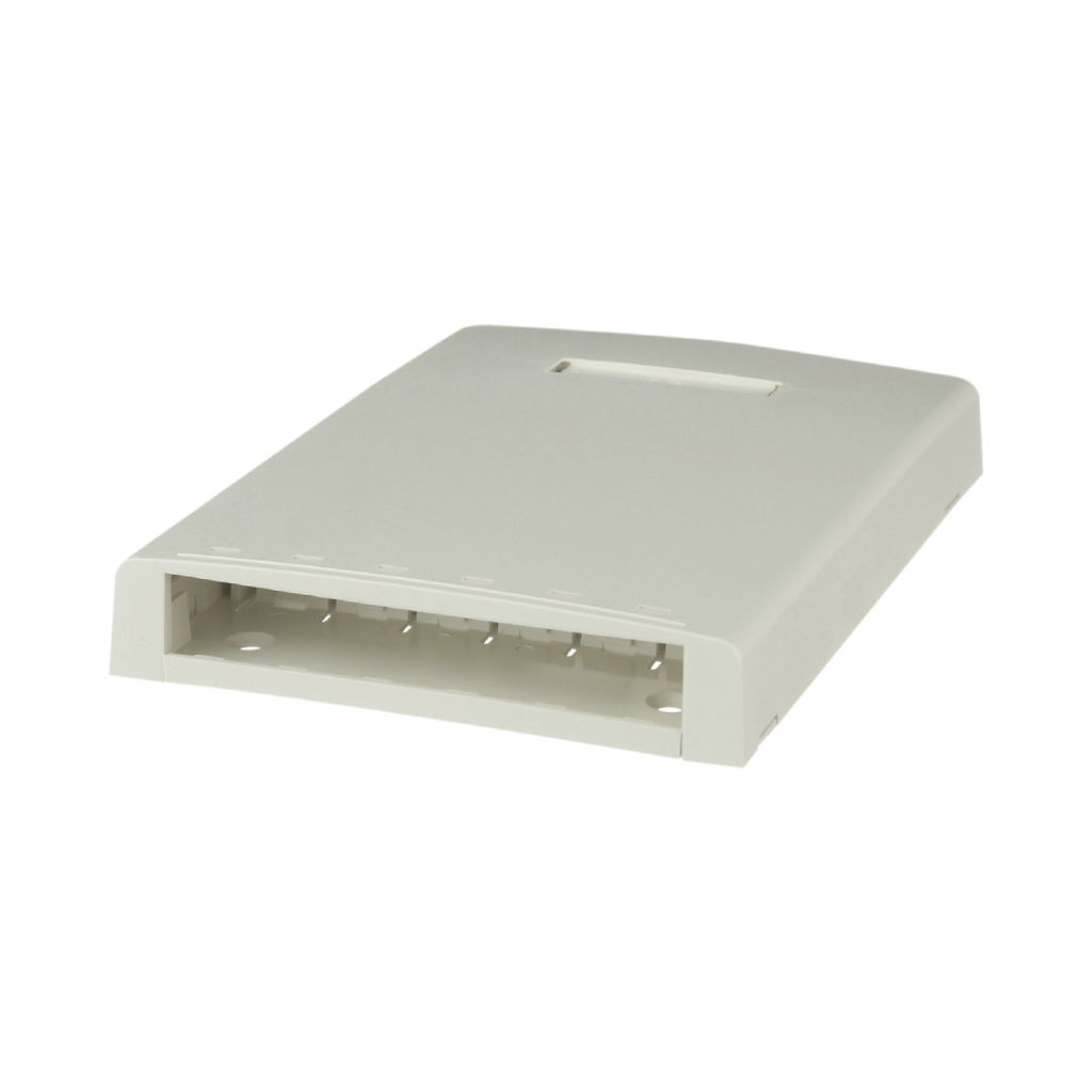 Caja De Montaje En Superficie Con Accesorio Para Resguardo De Fibra Óptica Para 6 Módulos Mini-Com Color Blanco Mate - SILYMX