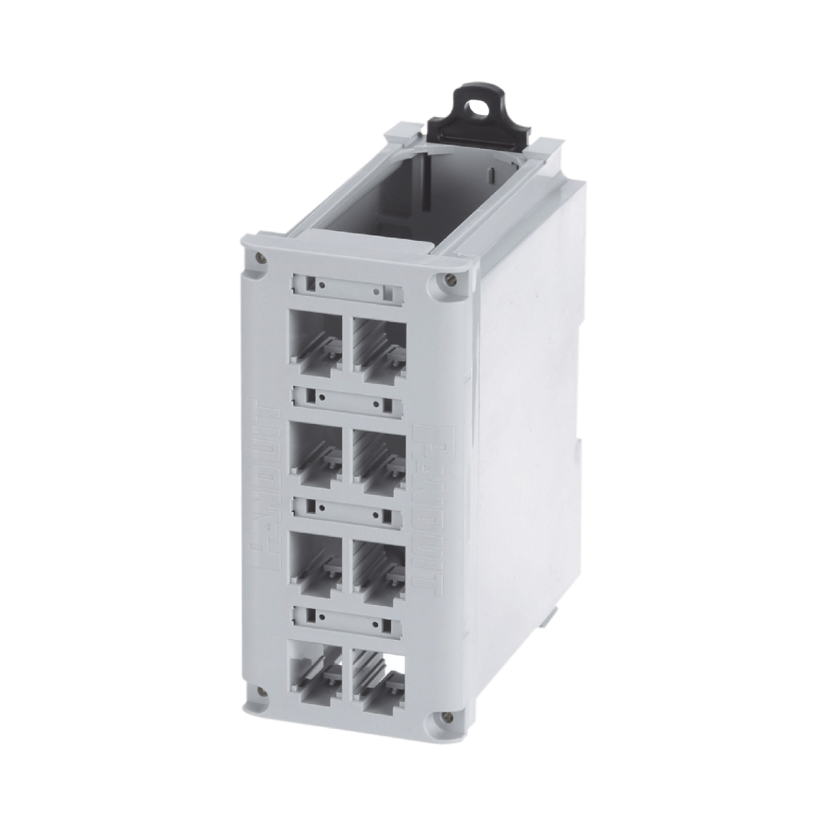 Panel de Parcheo Modular para Cobre, Blindado, de Instalación en Riel DIN Estándar de 35mm, 8 Puertos Mini-Com, Color Gris - SILYMX