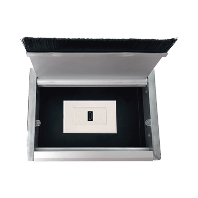 Caja universal vacía de 1 módulo para instalación en escritorio (voz, datos, vídeo, contactos eléctricos), (No incluye accesorios) - SILYMX