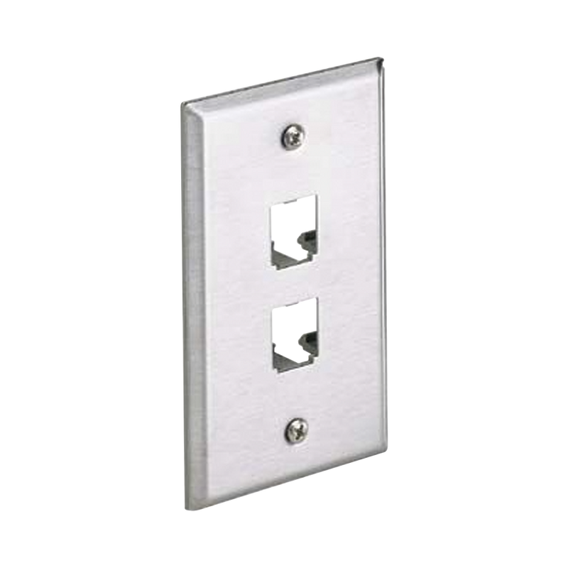 Placa De Pared Industrial 2 Puertos Modulo Mini-Com Etiquetable Color Metal - SILYMX