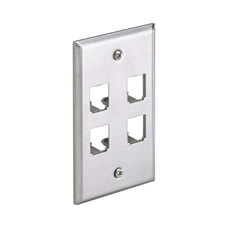 Placa De Pared Industrial 4 Puertos Modulo Mini-Com Etiquetable Color Metal - SILYMX